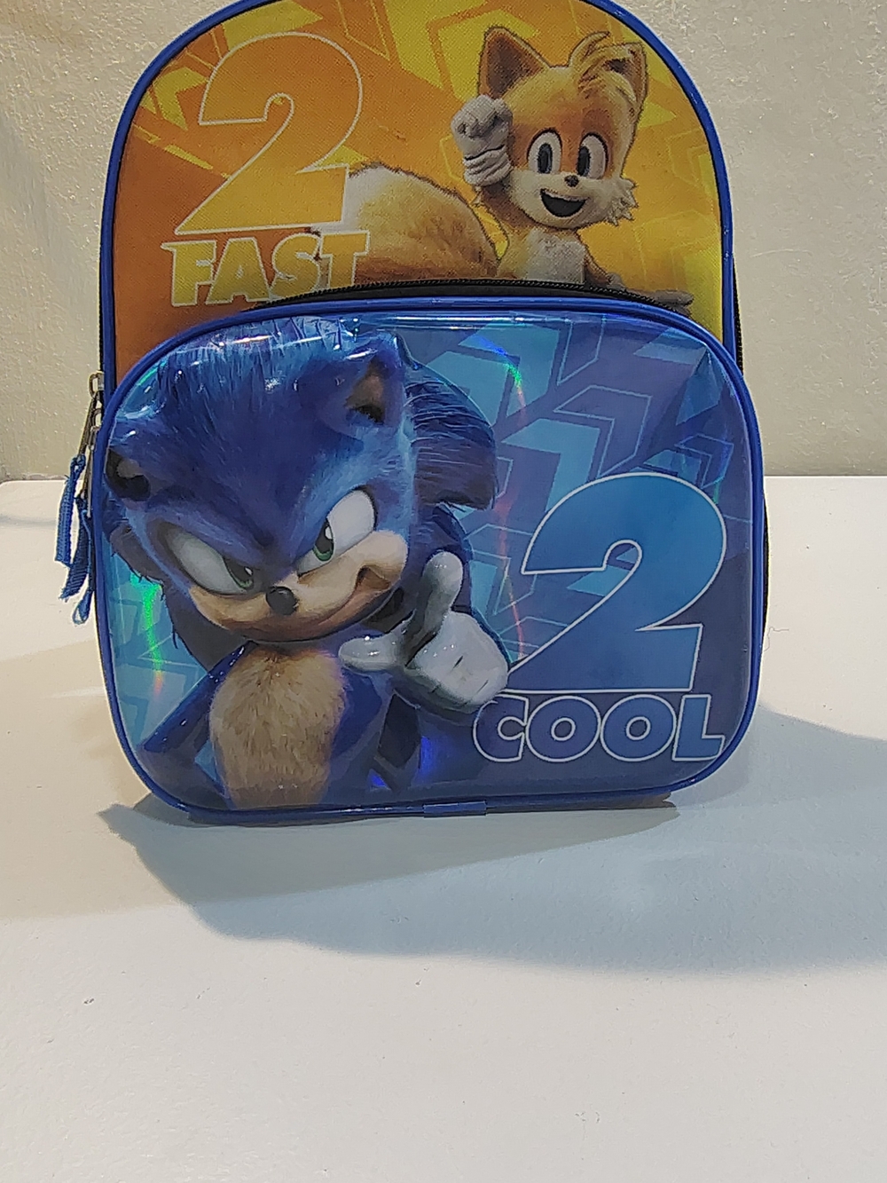 Sonic 2 Cool Blue and Yellow Kids Small  Backpack